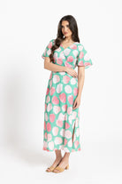Women wearing a green dress
