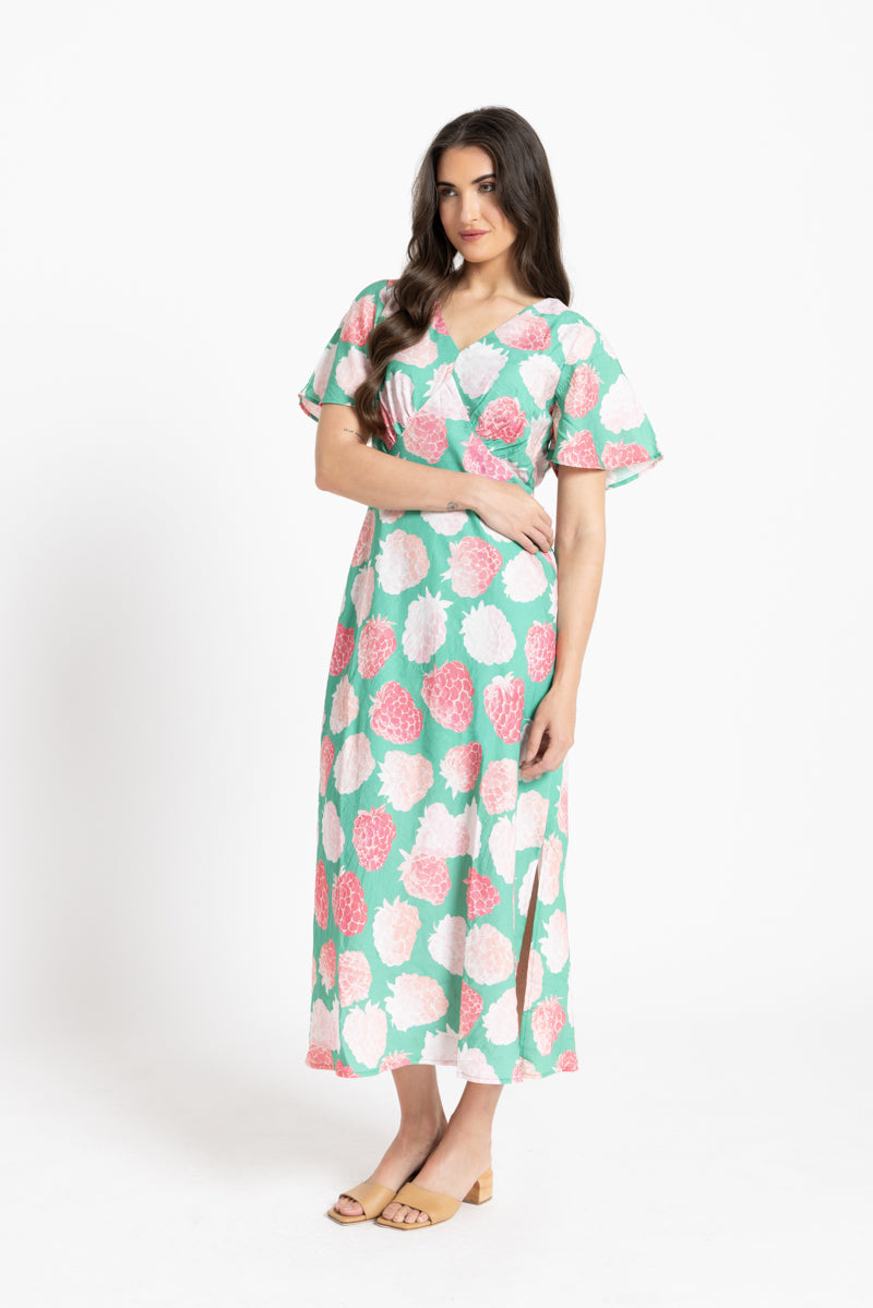 Women wearing a green dress